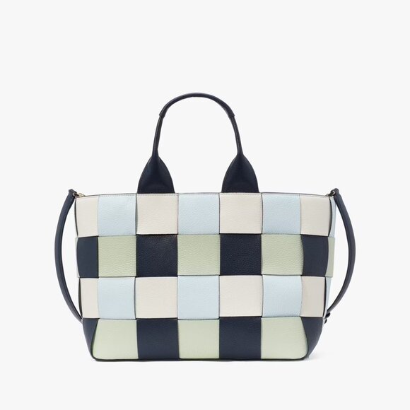 NEW - Kate Spade Woven Tote Bag - Navy, Green, Cream - Picture 5 of 5